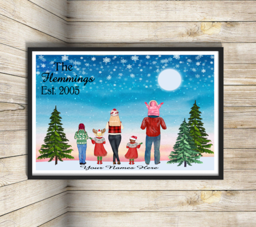 Family Winter Days A4 Print, Custom Family Picture